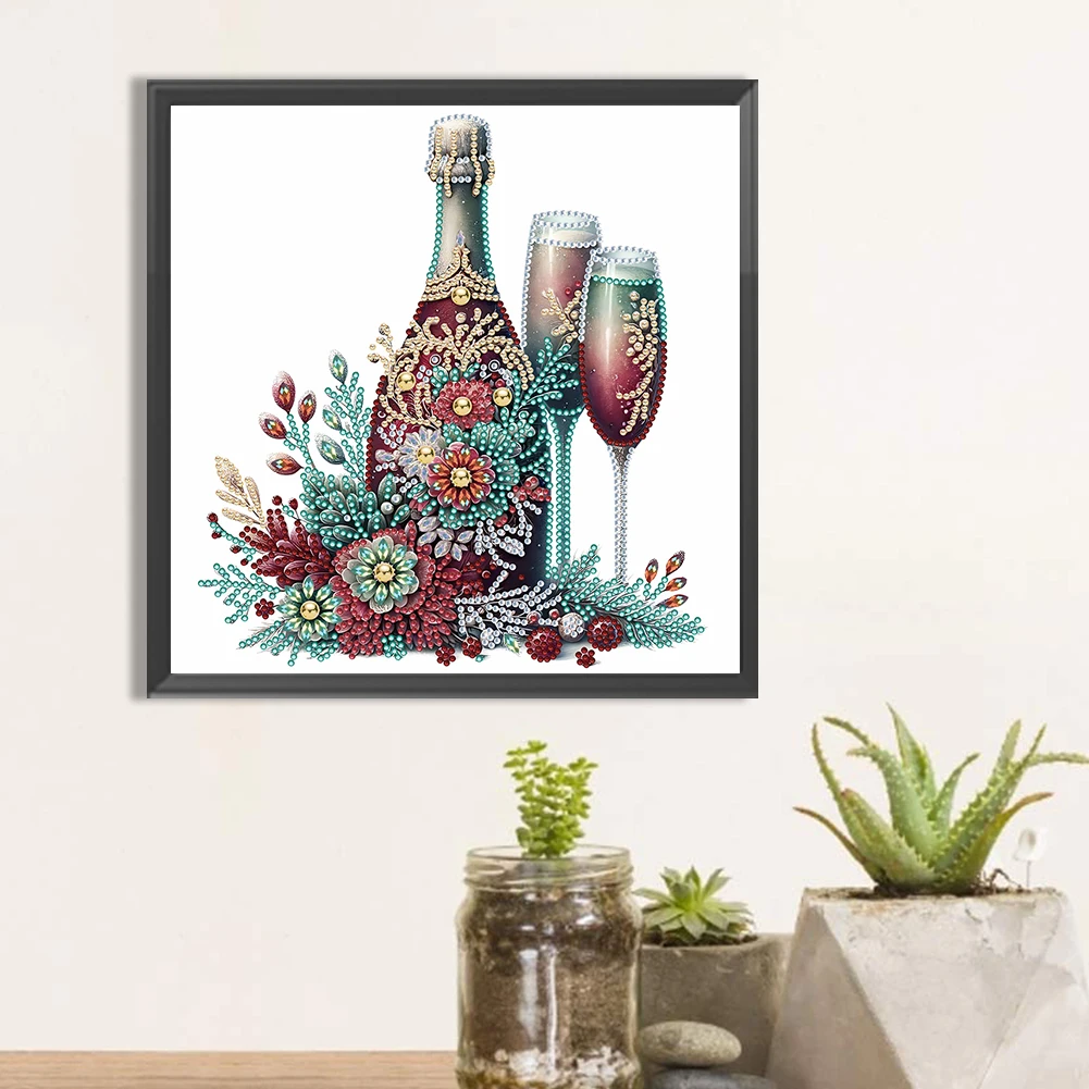 5D DIY Partial Special Shaped Drill Diamond Painting Celebrating Champagne Decor