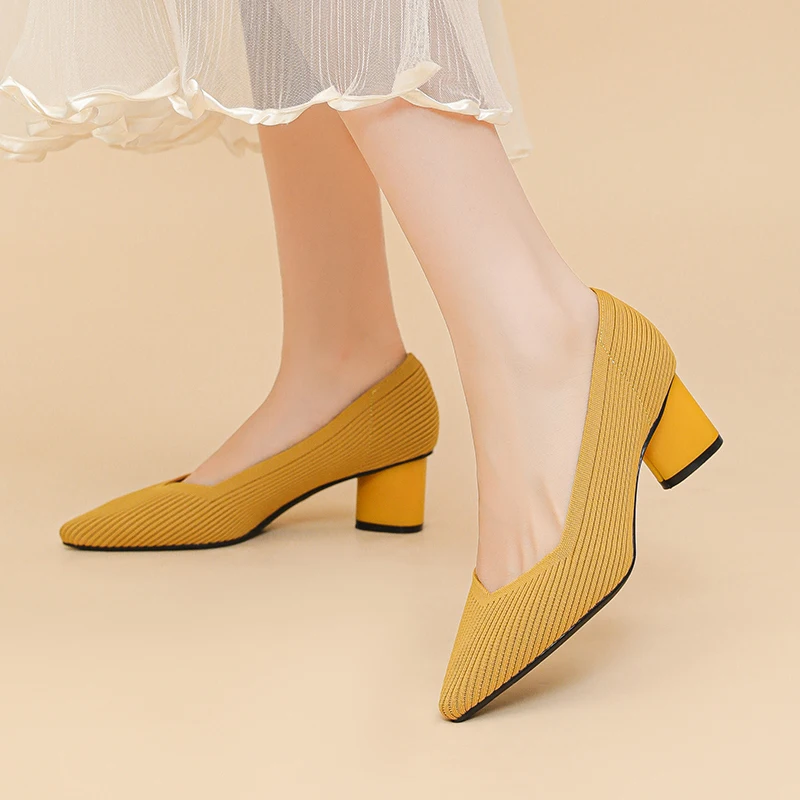 Women's High Shoes Knitted Breathable Anti slip Rubber Sole Shoes 2025 New Edition (6cm High) 6