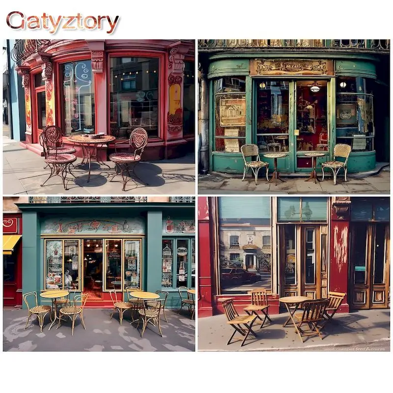 

GATYZTORY Frame coffee house Painting By Number Wall Art Picture Acrylic Paint On Canvas Coloring By Numbers For Diy Gift Art