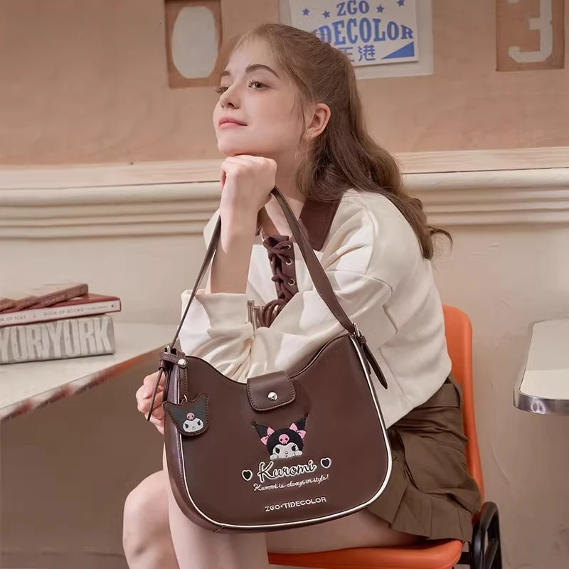 

New Kawaii Genuine Sanrio Anime Kuromi Underarm Bag Handbag Y2k Fashion Shoulder Bag Cartoon Creativity Students Girl Heart Gift