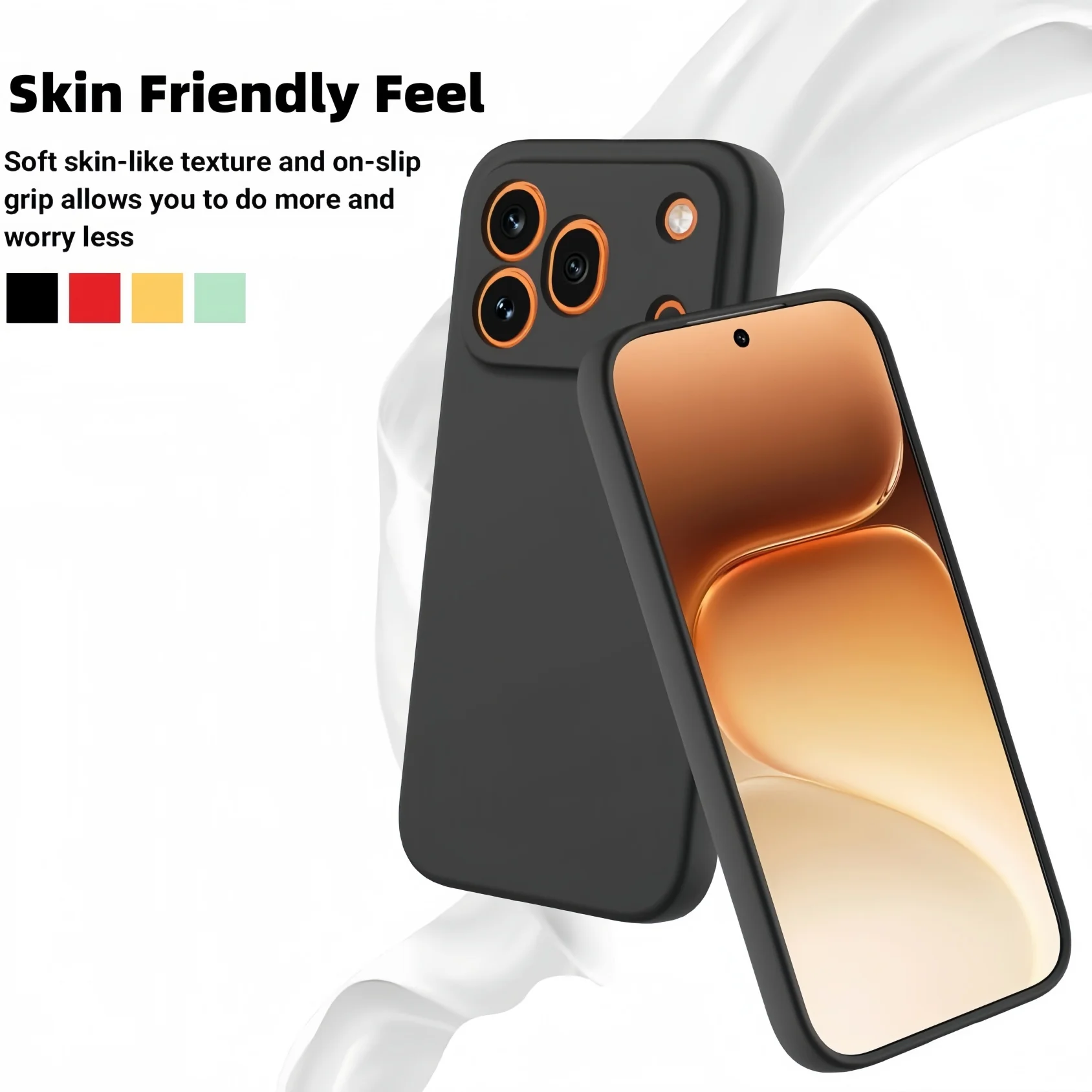 Noble Fashion Shockproof Protective Liquid Silicone Case with Lanyard, Solid Color