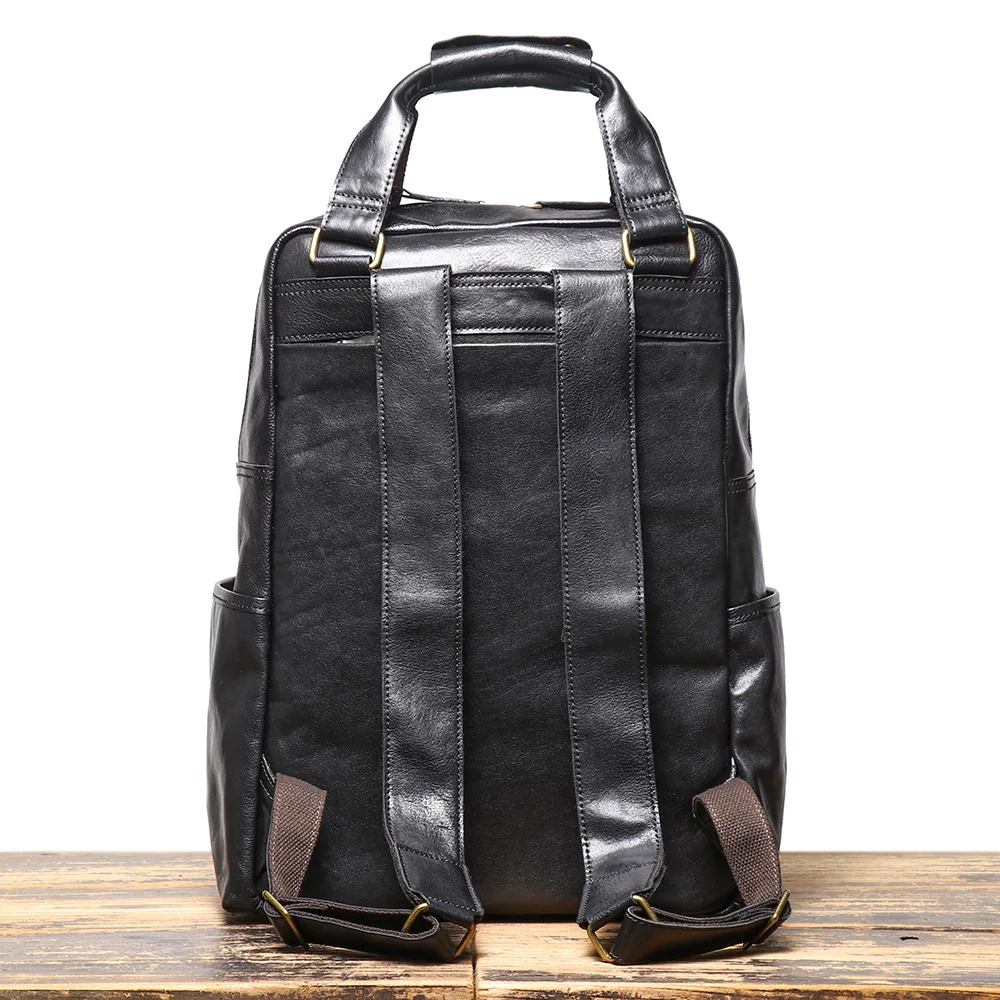 Stylish Men's Leather Multi-functional Backpack for Outdoor Travel and Hiking