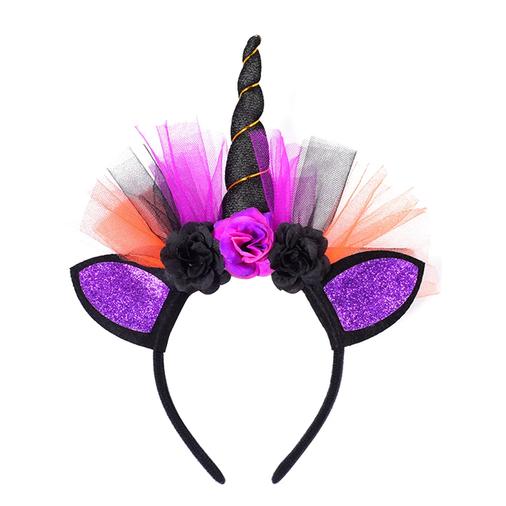 

Hair Hoop Unicorn Light Headband Mesh Glow Hairband Halloween Costumes for Kids