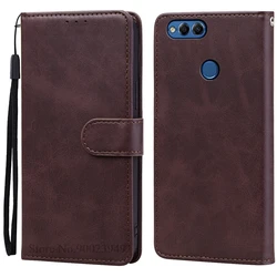 Luxury Flip Leather Wallet Phone Case Cover for Honor 7X (Coffee)