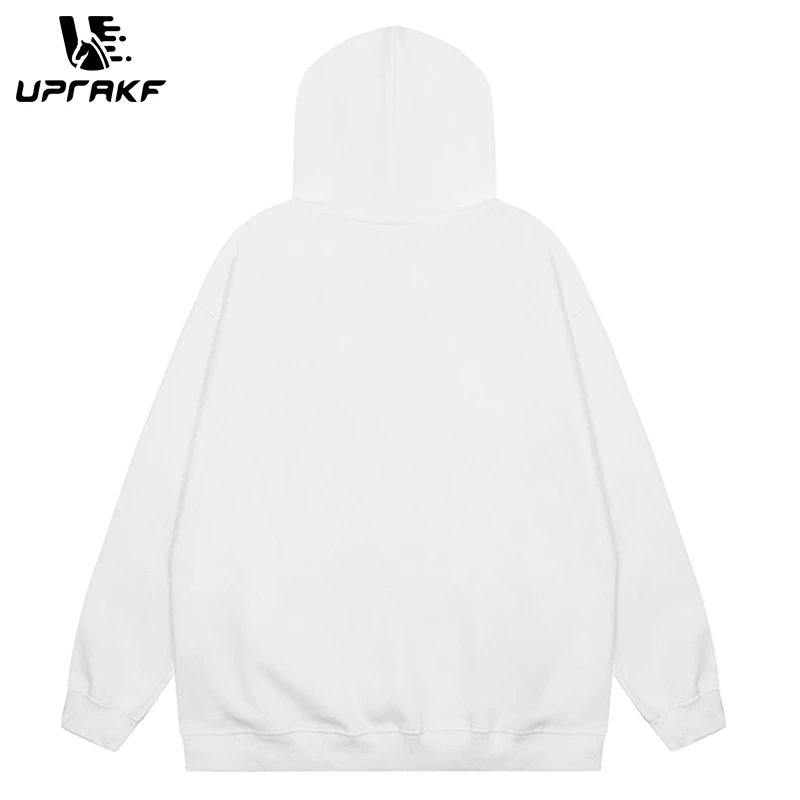 UPRAKF Letter Printing Hoodie Cotton Oversize Streetwear Front Pocket Loose Drop Shoulder Hip Hop Autumn Fashion Y2K Sweatshirt