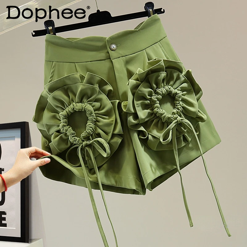 2022 Summer New Army Green Shorts Women Korean Style Solid Color High