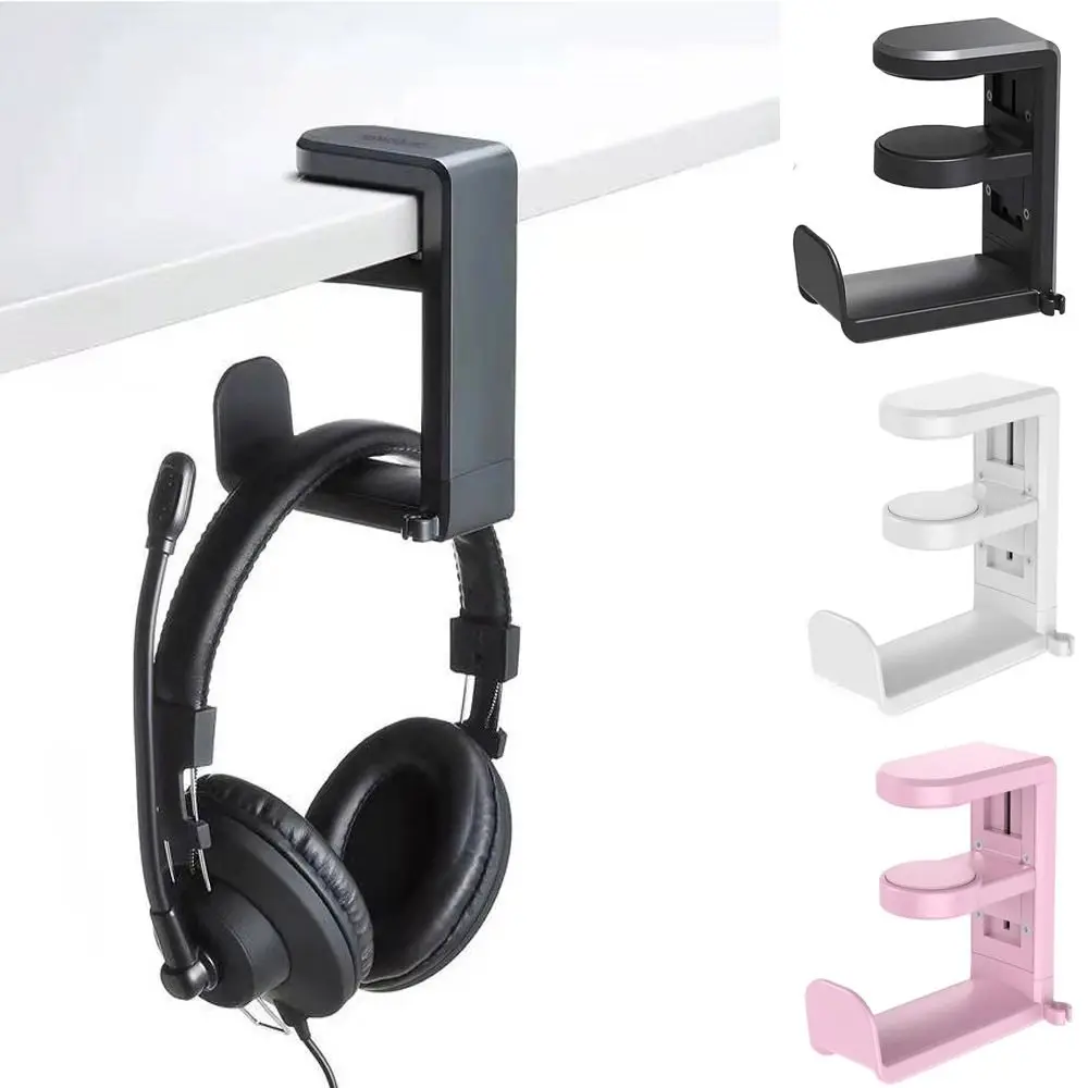 

360° Rotating Headset Holder Practical Drilling Free Non Slip Earphone Hook Space Saving Adjustable Headphone Stand Home