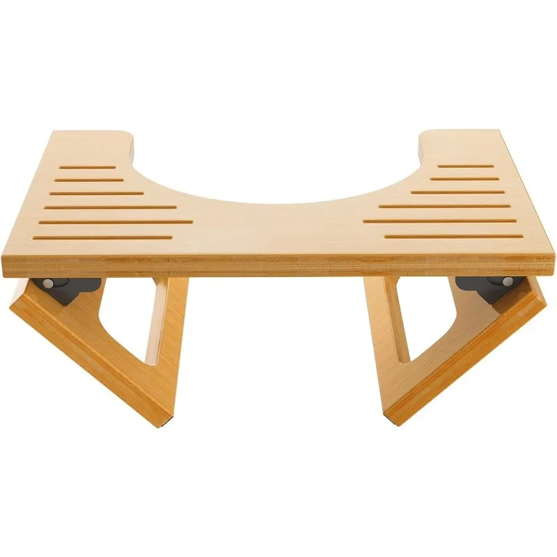 7 Inches Thickening Bamboo Toilet Stool Squat For Adults, Collapsible Poop Stool For Bathroom, Potty Step With Non-Slip St