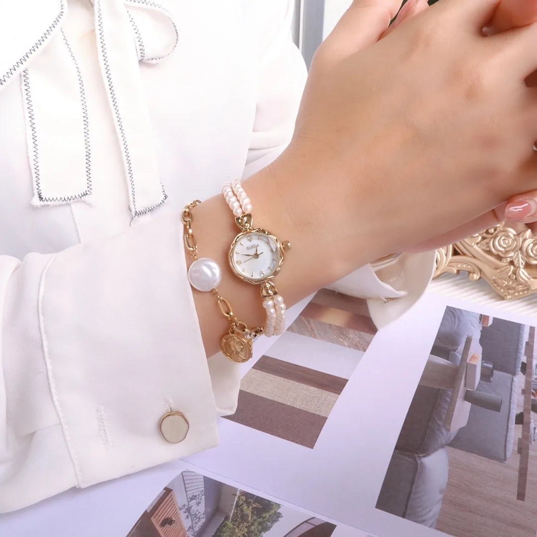 Natural pearl copper 24 k gold quartz women watch 2021 new