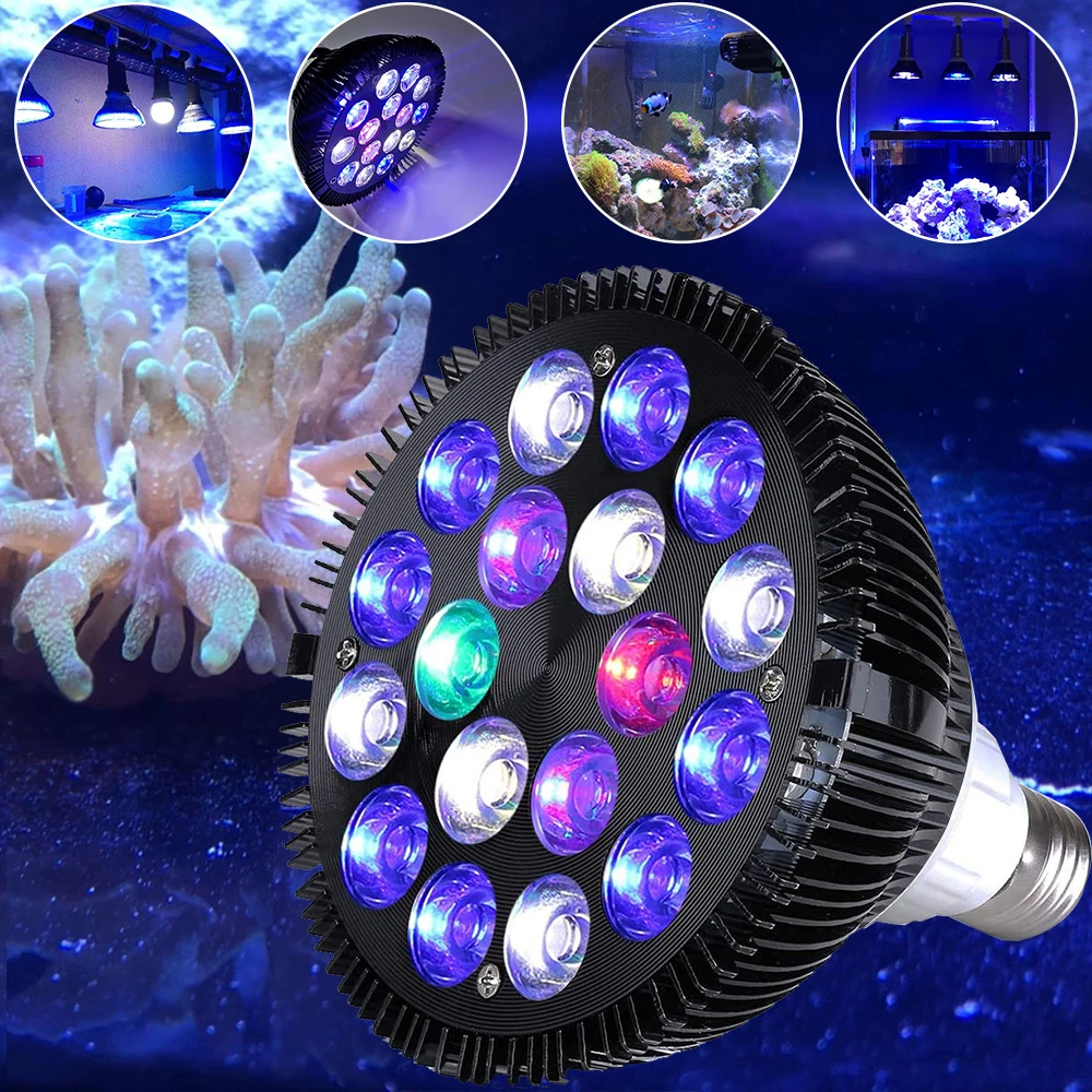 LED Aquarium Light Bulb PAR38 54W Full Spectrum Fish Tank Coral Reef Saltwater Tank Plants Growth led lamp aquarium light aquarium lamp