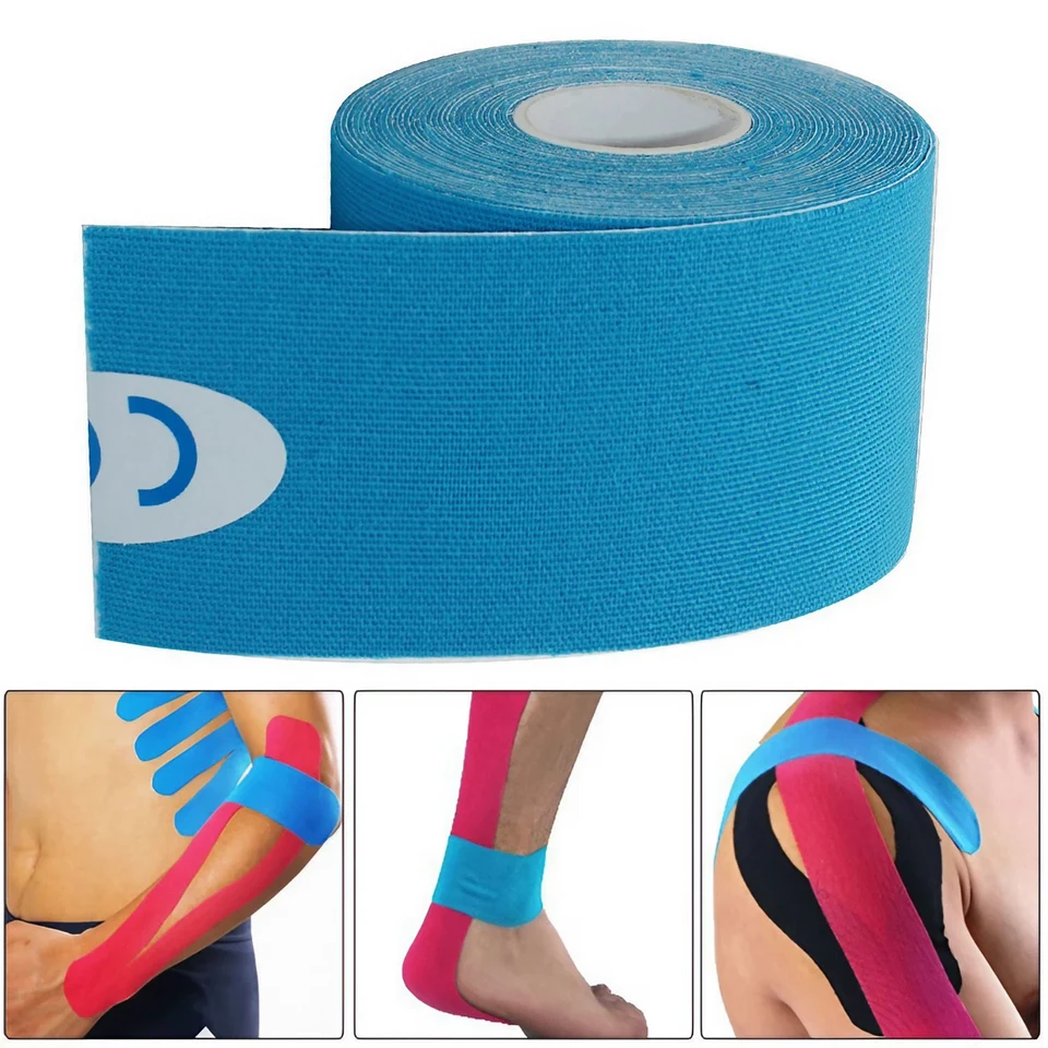 Pinotape Nastro kinesiologico sportivo, 5 m x 5 cm, impermeabile, extra forte, fascia elastica di alta qualità, per sport e terapia, melanzane (1