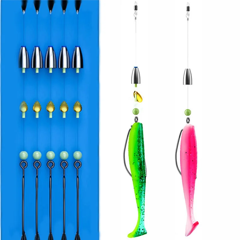 5pcs Fishing Bullet Weights Texas Rig Set 3.5g 5g 7g 10g Fishing Sinker