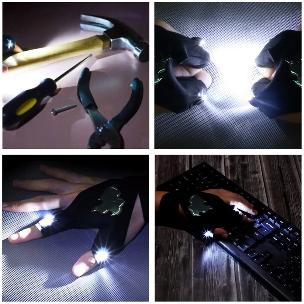 Gants de lampe de poche LED rechargeables par USB, mains libres, lumière,  Halloween, cadeau de Noël, camping en plein air, gadgets de pêche, outils -  AliExpress