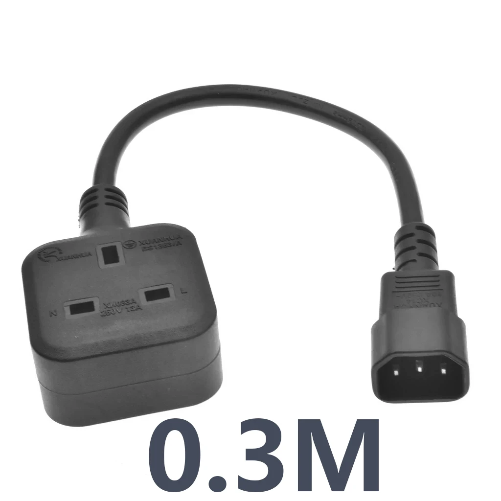 Singapore IEC C14 Male Plug to UK BS1363 Female Socket Power