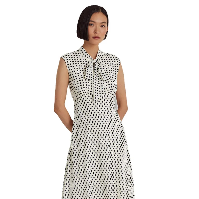 

Polka Dot Print Women Dress Fashion Sleeveless Sheath Casual Dresses 31901