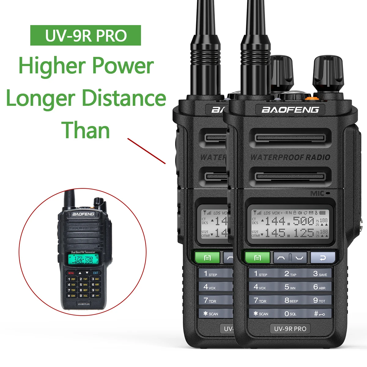 best walkie talkie 2PCS Baofeng UV-9R PRO IP68 Waterproof Dual Band 136-174/400-520MHz Ham Radio Upgraded Of UV9R Walkie Talkie 50KM Range UV-XR walki talki Walkie Talkie