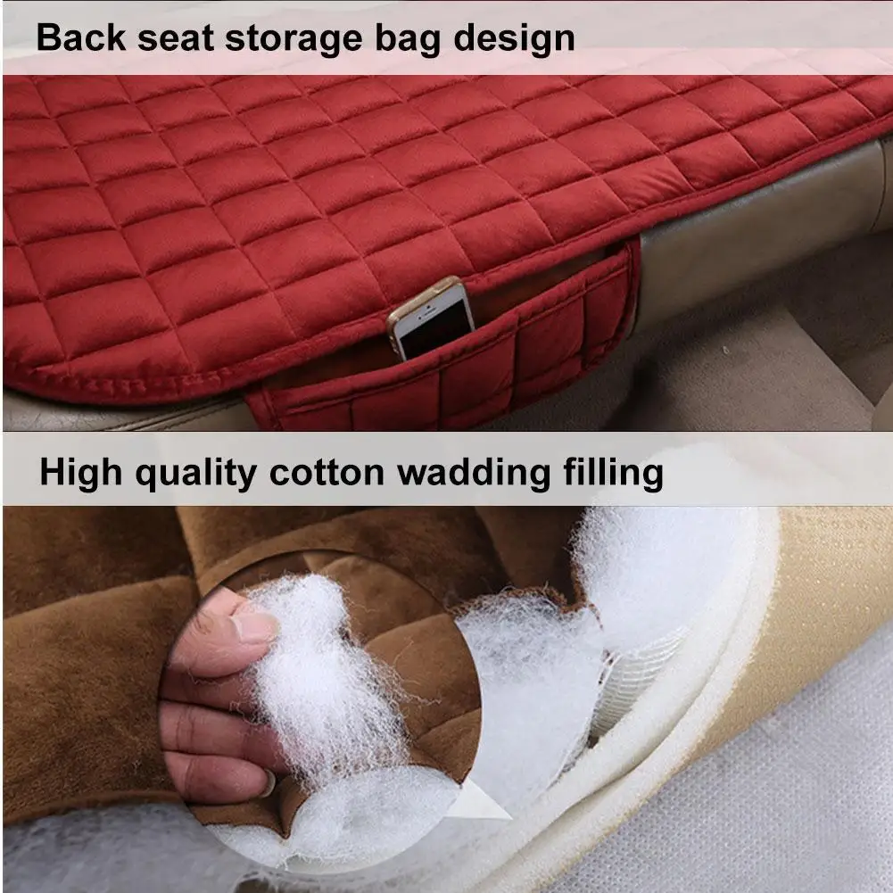 Car Seat Cover Front Rear Flocking Cloth Cushion Non Slide Winter Auto Protector Mat Pad Keep Warm Universal Fit Truck Suv Van