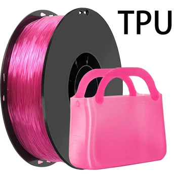Filamento Flessibile TPU Trasparente Rosa 250g 500g 1Kg per Stampante 3D, Rotolo di Materiale Flessibile 1.75mm, Confezione Sottovuoto