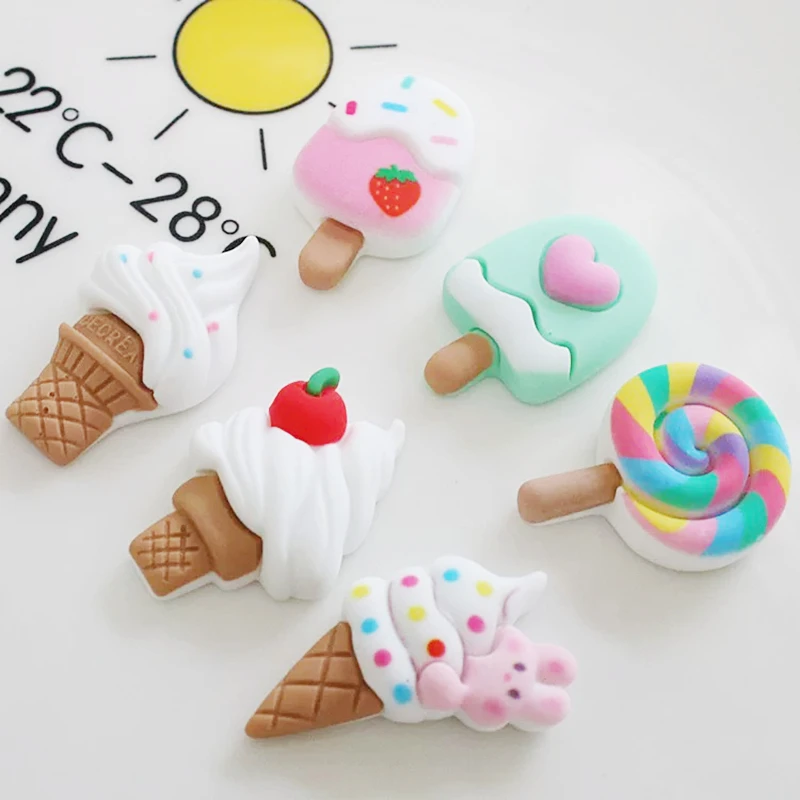 Mini Lollipop Ice Cream Flat Back Resin Cabochons 10 Pcs Scrapbook Diy Party Hairpin Accessories Decorate Craft ornament crafts resin ornaments miniature ornament resin crafts