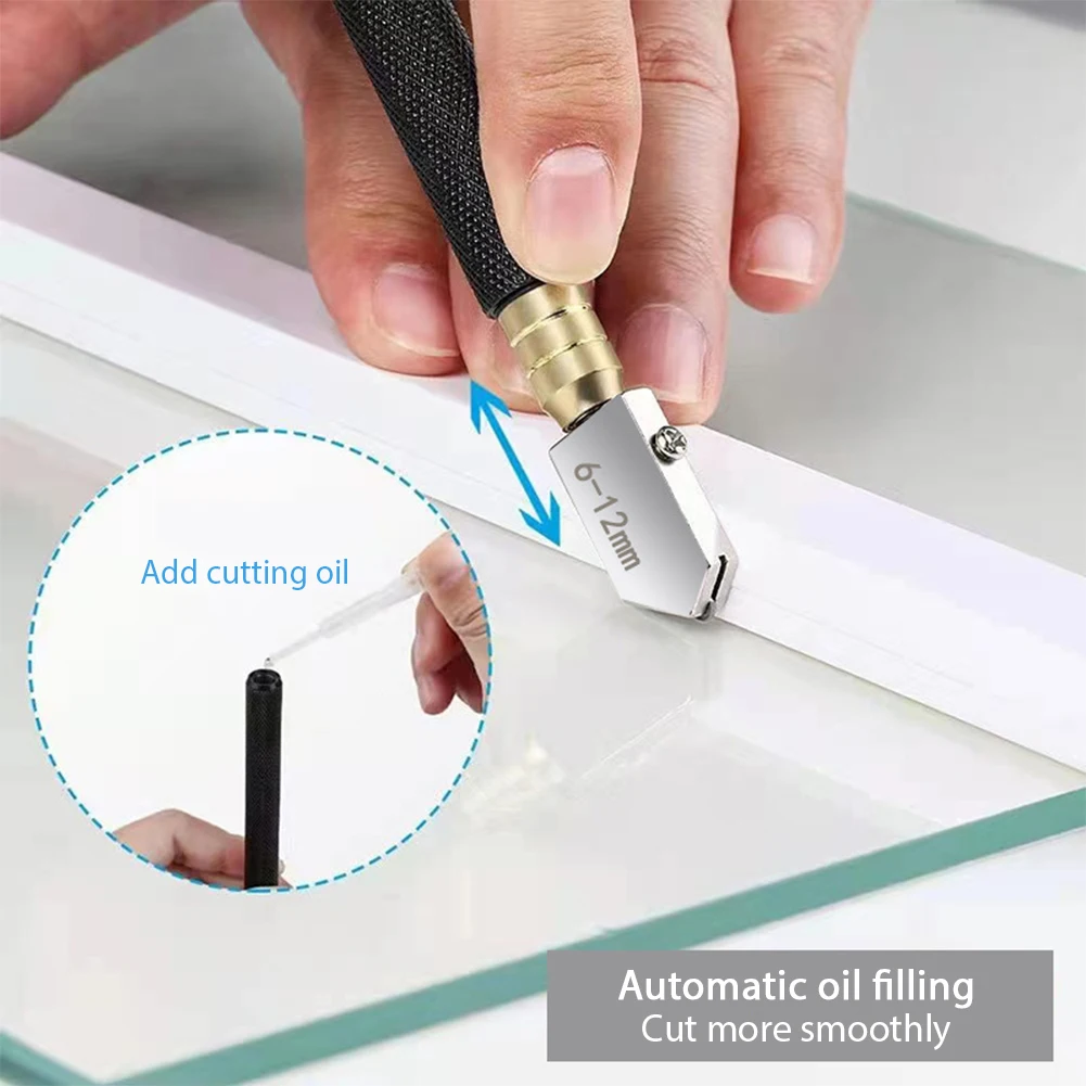 Diamond Tile Glass Cutter Set with 3 Replacement Cutting Heads, Porcelain Scribing Knife, Professional Glass Cutter 2