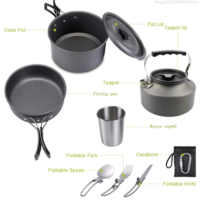 2-3 Person Camping Pot & Kettle Set 4