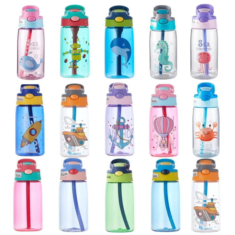 Kids Water Sippy Cup Creative Cartoon Baby Feeding Cup Straws Leakproof Water Bottle Outdoor Portable Children's Cups 480ML water bottle drinking cup water cup silicone cups feeding cup