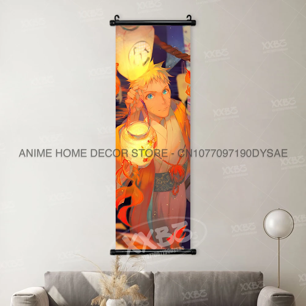 Japanese Style Naruto Wall Art: Rock Lee, Uchiha Sasuke & Obito Scroll Paintings
