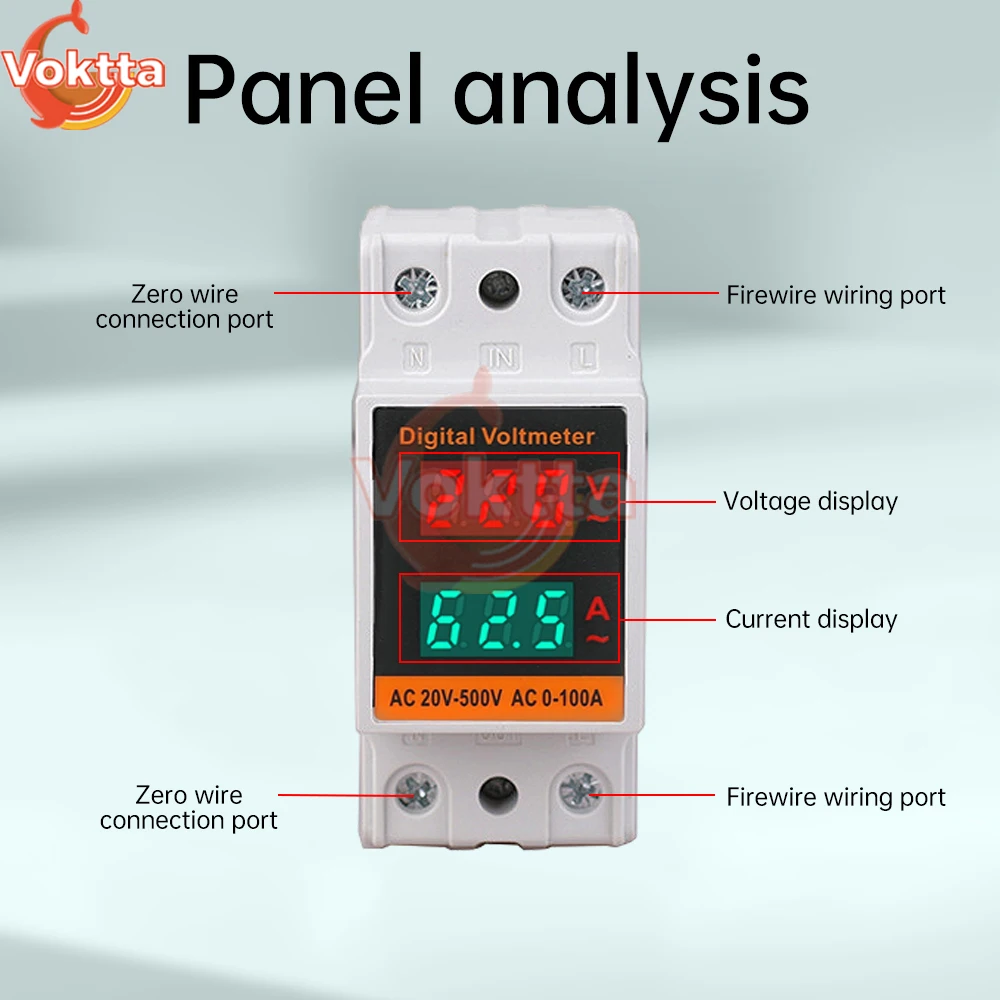 AC DIN Rall Meter Digitale Potenza Energia Voltmetro