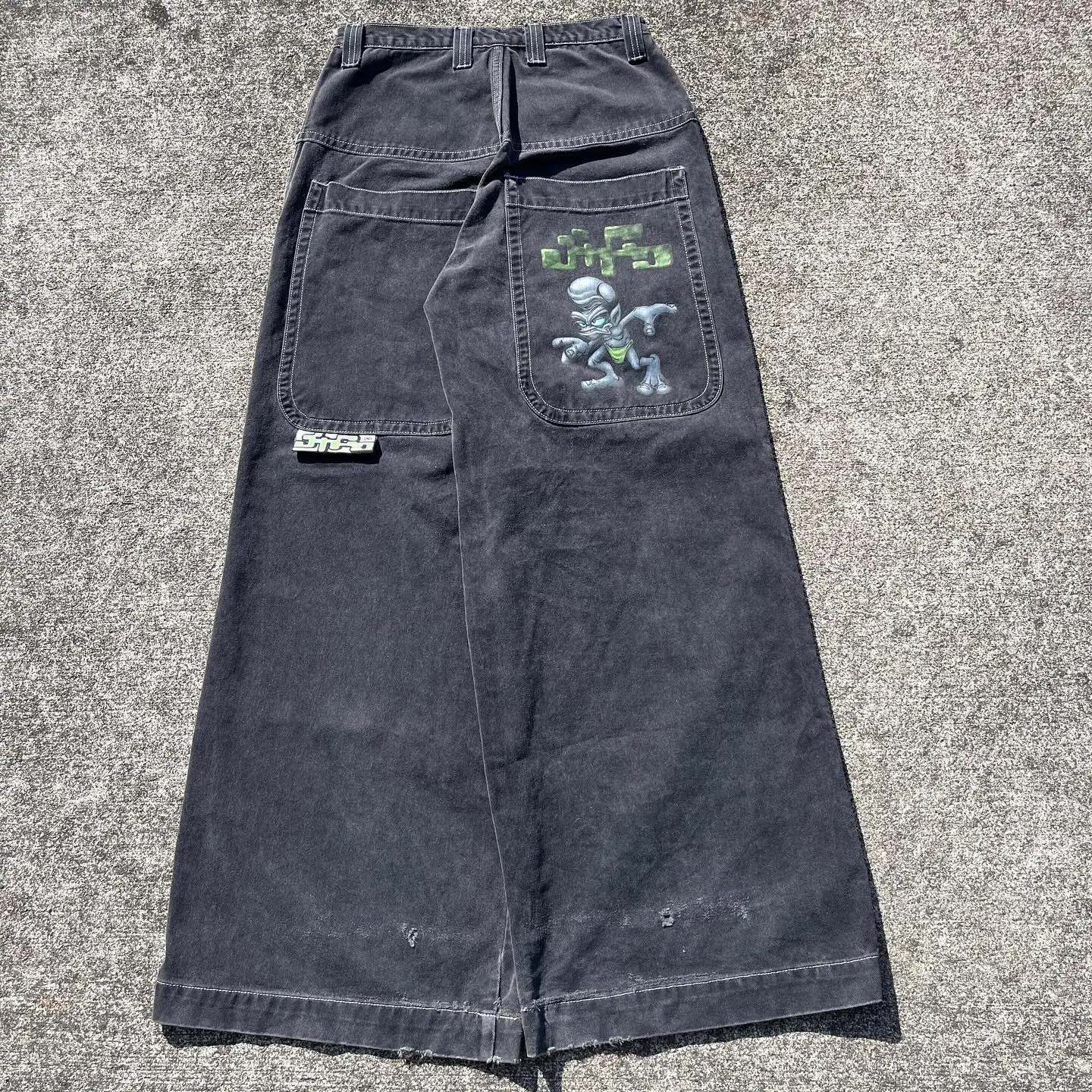 

JNCO Hip Hop Baggy Alien Print Jeans Gothic Straight Mens Wide Denim Patns Fashion Neutral Streetwear 2024 Retro Casual Trousers