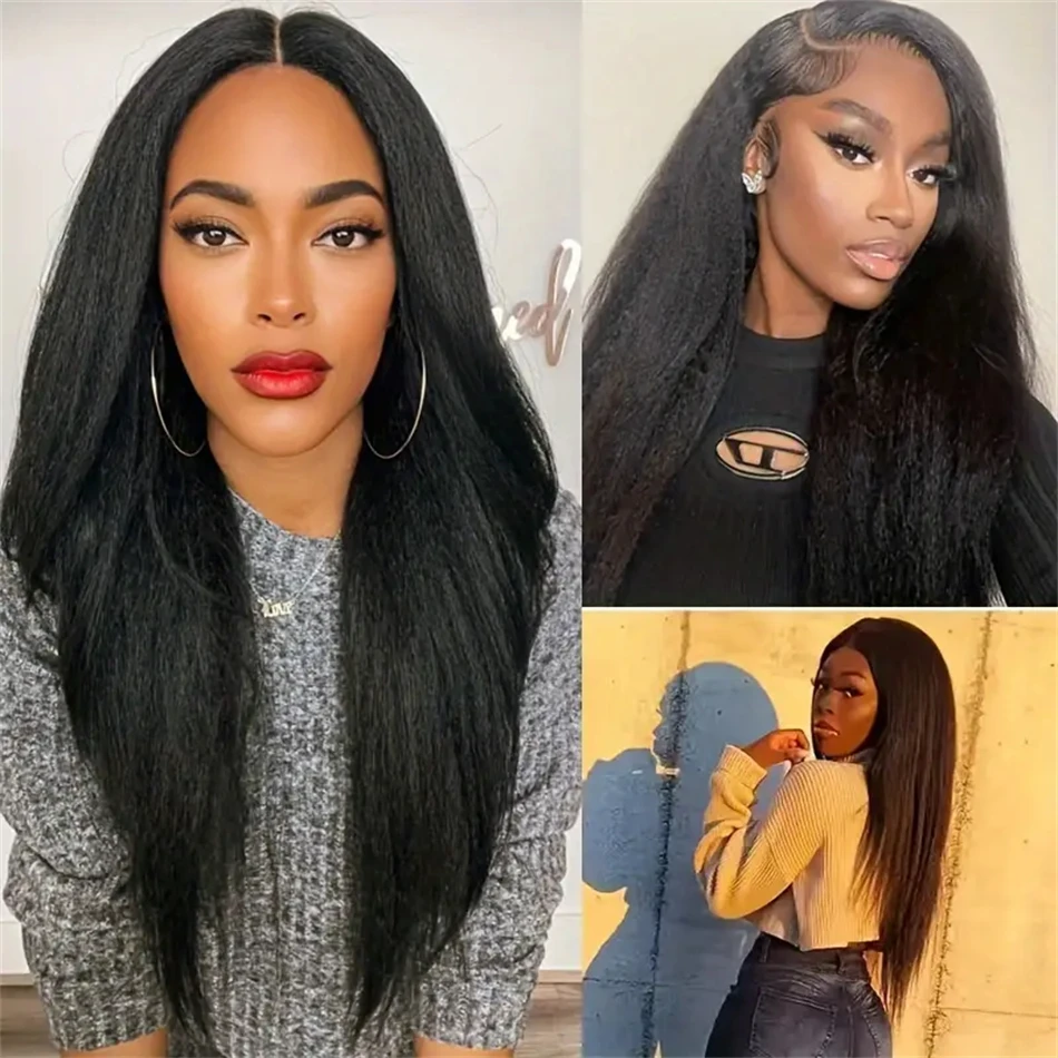 Kinky Straight Human Hair Bundles 8-30 Inch Hair Weave Remy Extensions Yaki Straight 1 3 4 Bundles