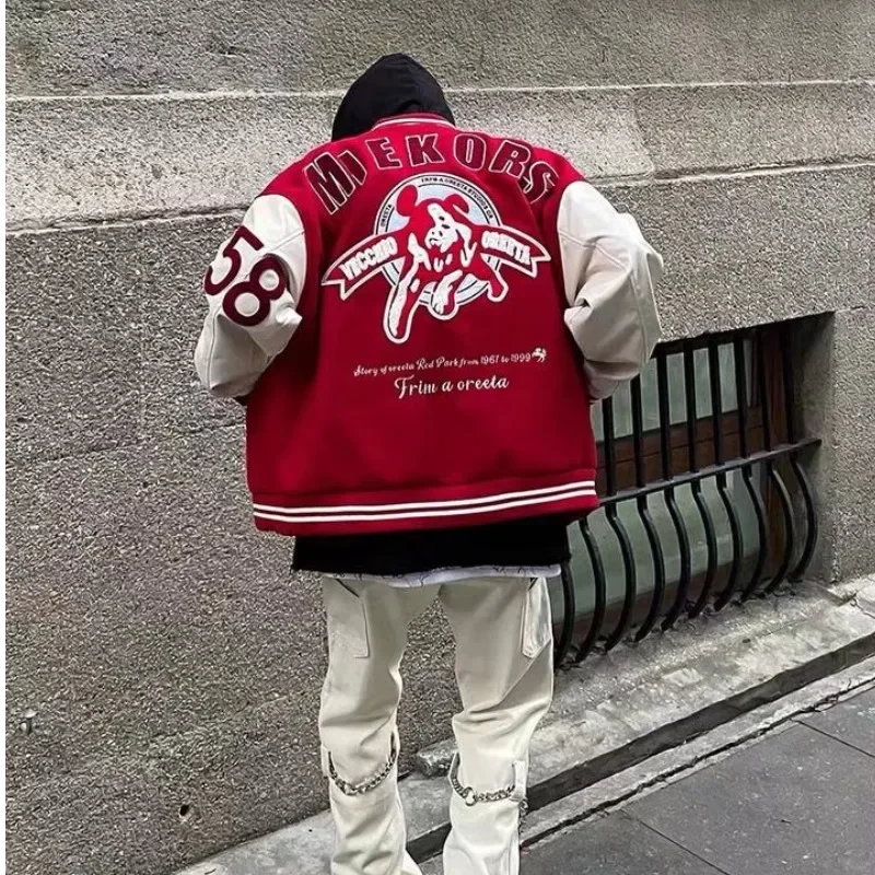 

American Retro Varsity Jacket Letter Embroidery Hip Hop Coat Men's Spring and Autumn New High Street Jacket Men's Clothing