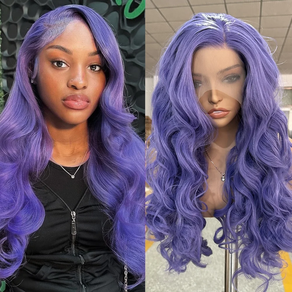 

Purple Wig Body Wave Synthetic Lace Front Wig Natural Lace Wig vender Purple Lace Wigs For Women Cosplay Anime Ready to Wear