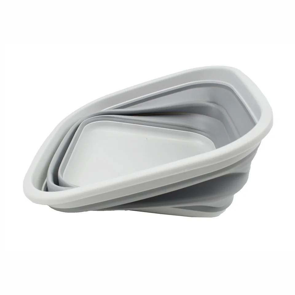 SAMMART Collapsible Tub Set Of 2 – 5.5L Foldable Dish Tub, Portable Washing Basin, Grey/Blue, Space Saving Storage - View #9