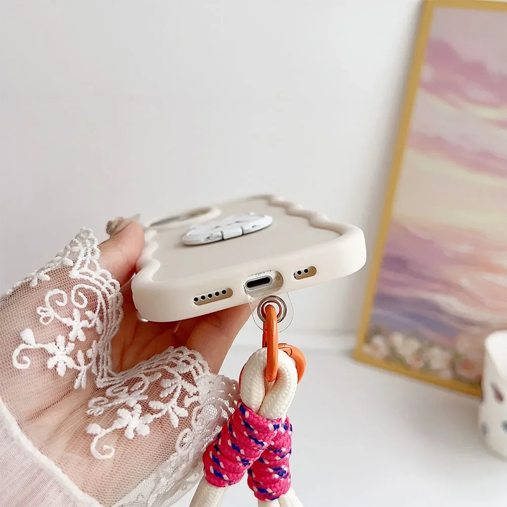 Cute Rabbit Stand Candy Wavy Silicone Phone Case Cover