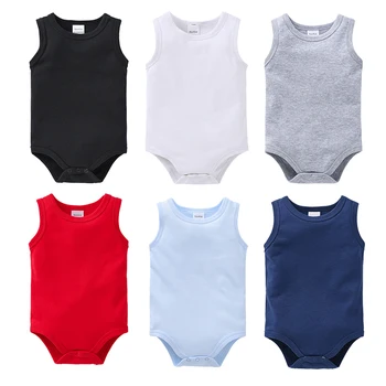 1/3/4/5/6Pcs Baby Boys Bodysuit  100%Cotton Solid Colors Sleeveless Blank Baby Clothing body bebe  Newborn Jumpsuit Plain 0-24 M 1