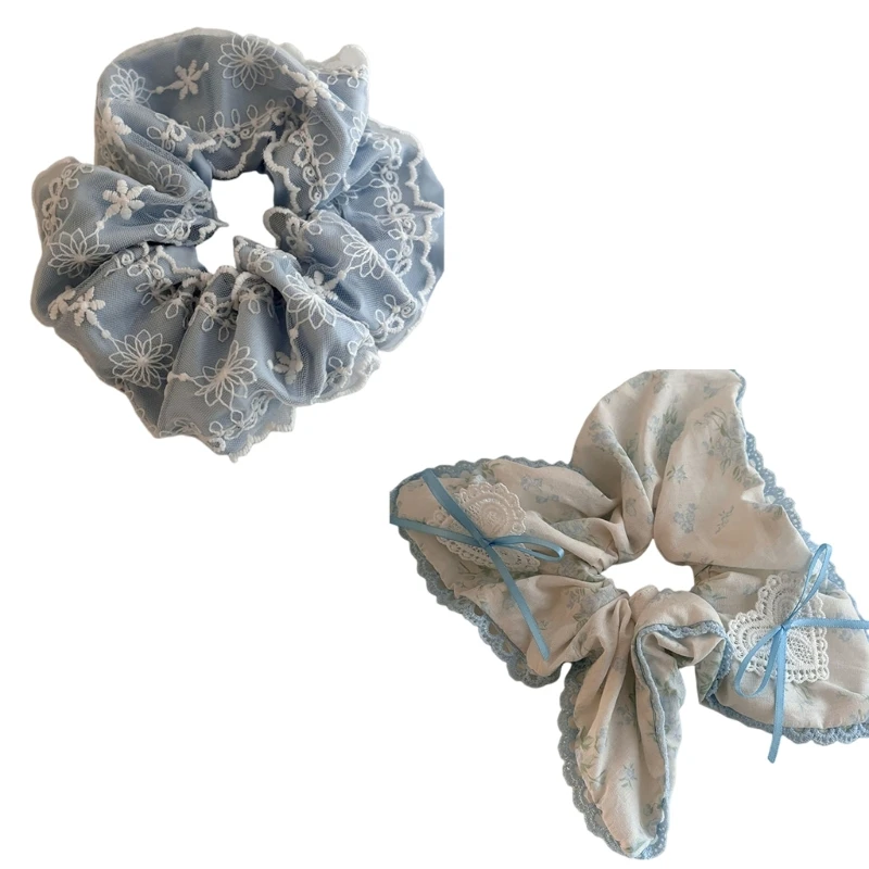 

Lace Scrunchy Female French Hair Scrunchies Elegant Hair Elastic for Party
