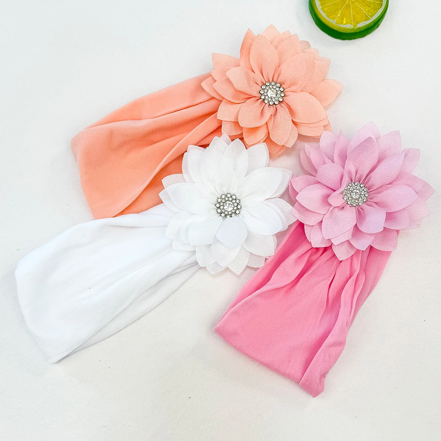 3PCS Baby Headbands Elastic Soft Newborn Floral Headbands for Baby Girl Children Turban Infant Flower Headband Hair Accessories 4