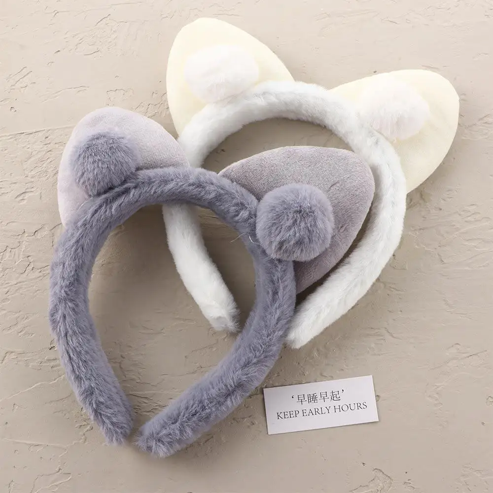 

Headwear Autumn Winter Fluffy Plush Ball Kitten Ears Cartoon Korean Style Hair Bands Cat Ears Hair Hoop Plush Headbands