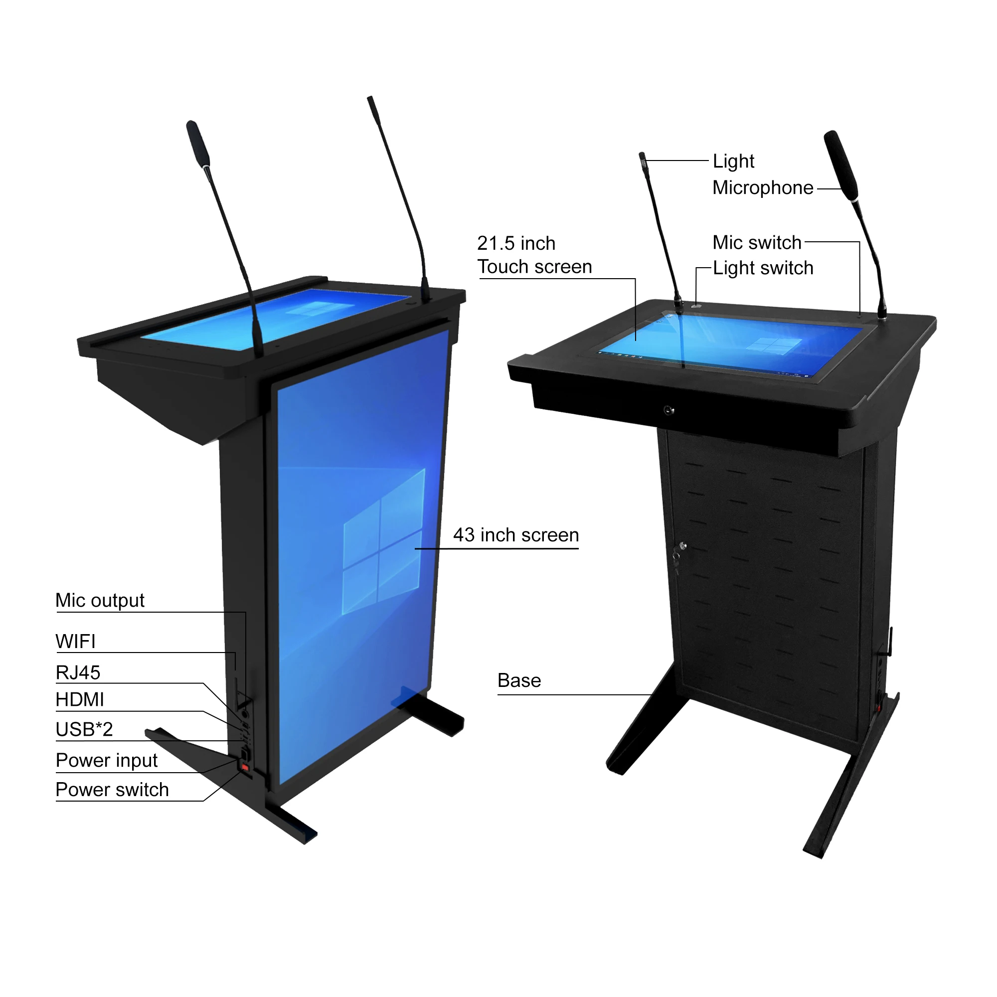 Smart Classroom Digital Podium with 43" Front Screen Modern ...