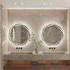 Anti-fog LED Bathroom Mirror Circle Backlit HD Wall Mounted Vanity Mirror Shatterproof 3 Colors Lights Adjust 3