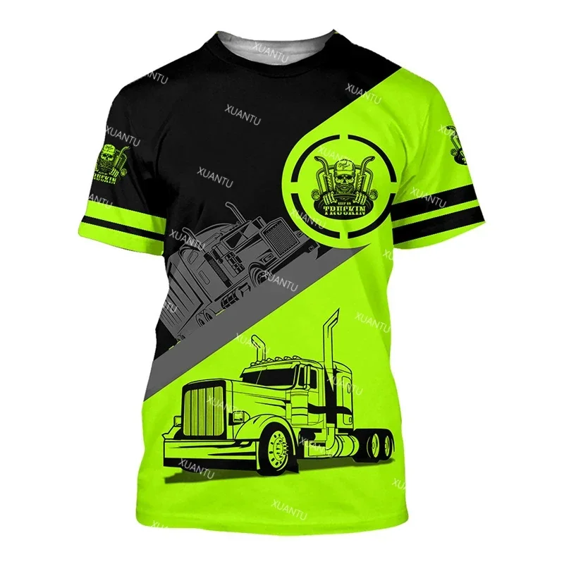 

Summer New Trucker Freight 3D Printed Loose Comfortable Breathable Short Sleeve Outdoor Sports T-shirt Trend Men's Clothing