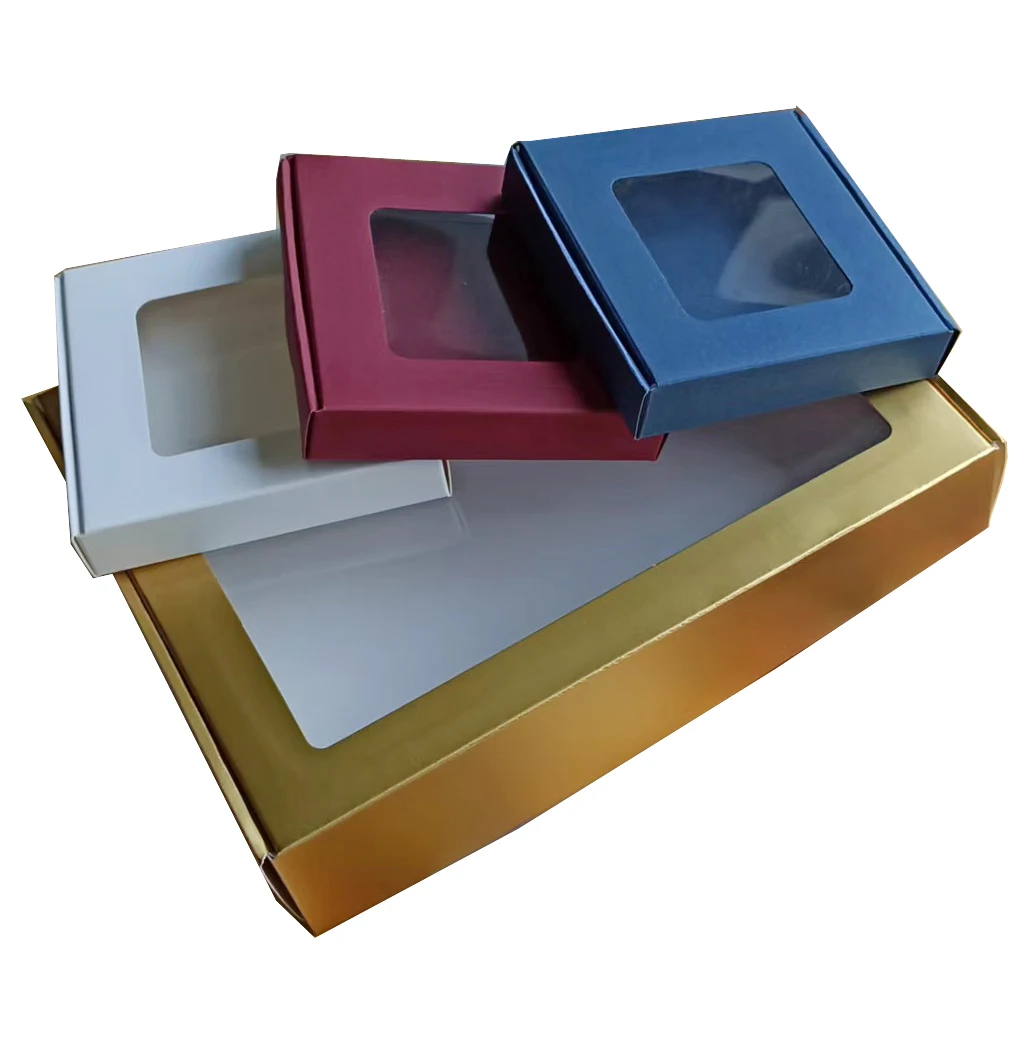

5/10pcs Wrapping Box For Soap Oem Colored Paper Gift Box With Transparent Viewing Window Gold Boxes To Packing presents