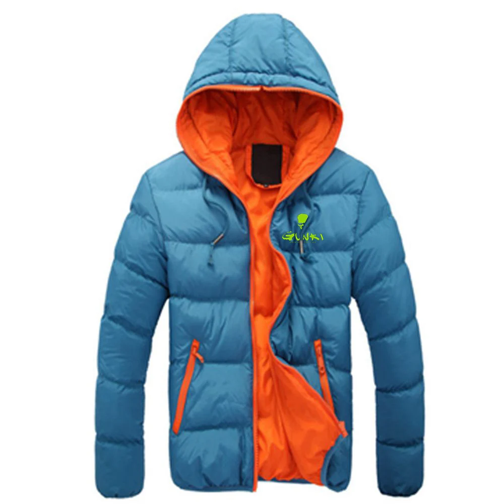 2024 Men's Autumn And Winter Gunki New Mens Casual Jacket Warm Print Zipper Hooded Cotton-Padded Brand High-Quality Clothes Coat 5