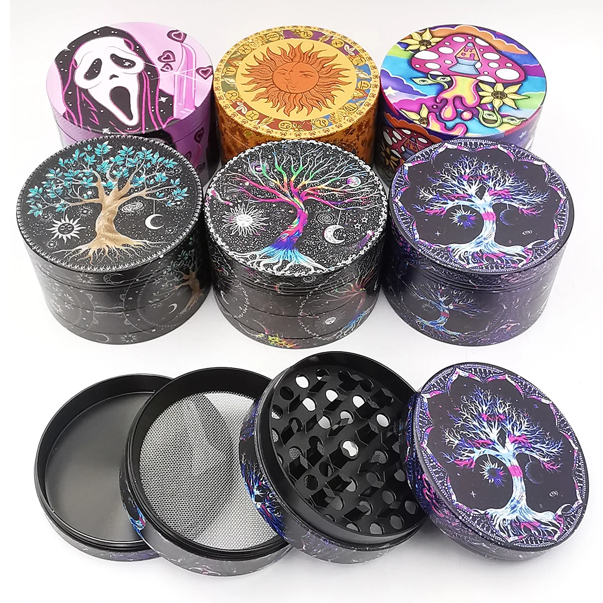 Herb Grinder 2.5" Metal 63MM 4 Layer Tobacco Grinder Accessories Design Cigar Zinc Alloy Pattern Travel Gift