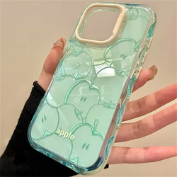 Aesthetic Mint Green Personality Lines Phone Case - Korean Lovely Shockproof Cover - iPhone 15 Pro Max (Green)