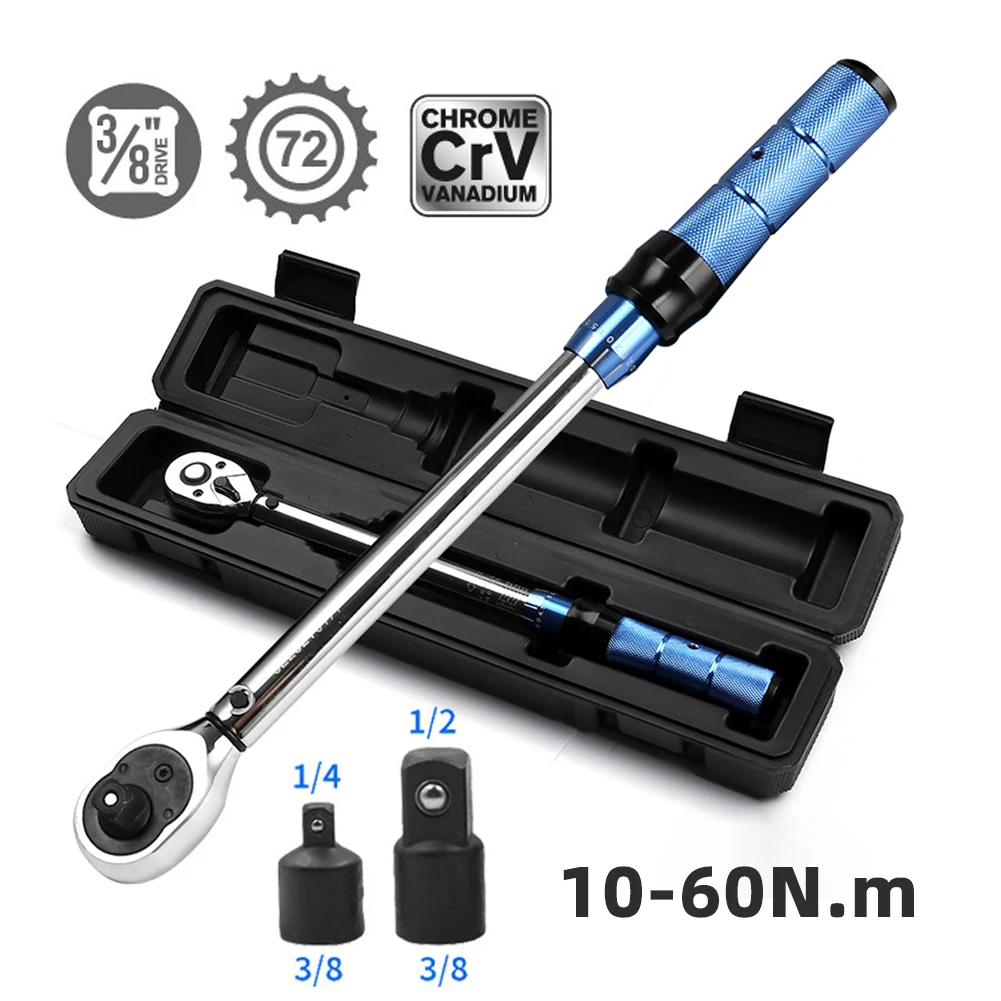 

3/8 Inch 5-60N.m Torque Wrench Square Drive Torques Key ±3% High Precision Torque Wrench Professional Bicycle Automotive Tool