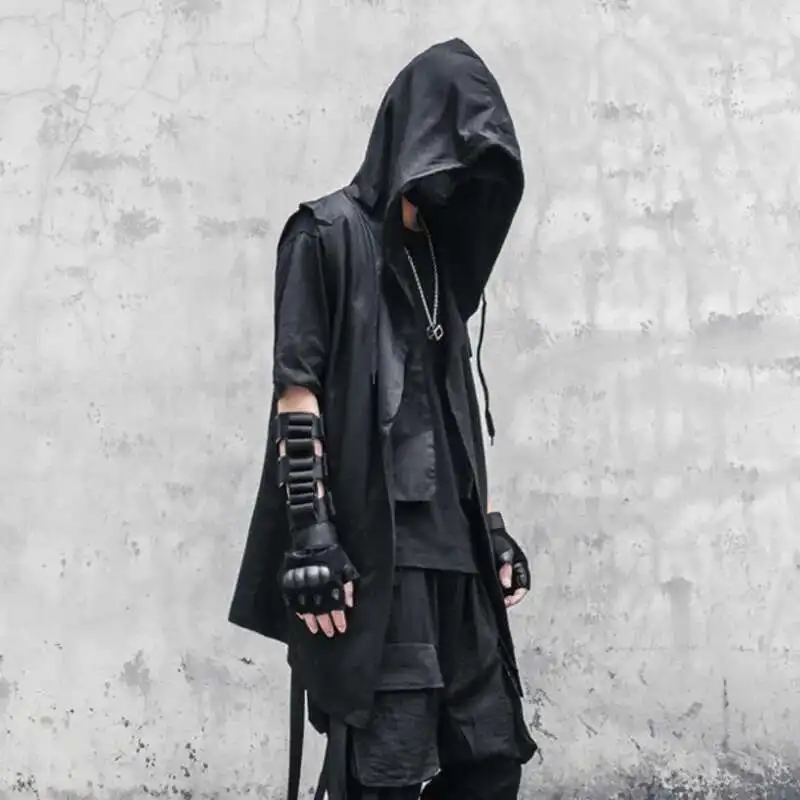 HKSH Spring Autumn New Male Tide Dark Punk Hip Hop Trench Hooded Cape Retro Gothic Sleeveless Coat Streetwear Windbreaker HK2368