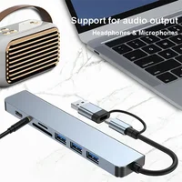 8 In 2 USB HUB With Splitter Card Reader USB C Port USB 3.0 SD/TF Splitter Card Reader Docking Station High Speed Transmission 2