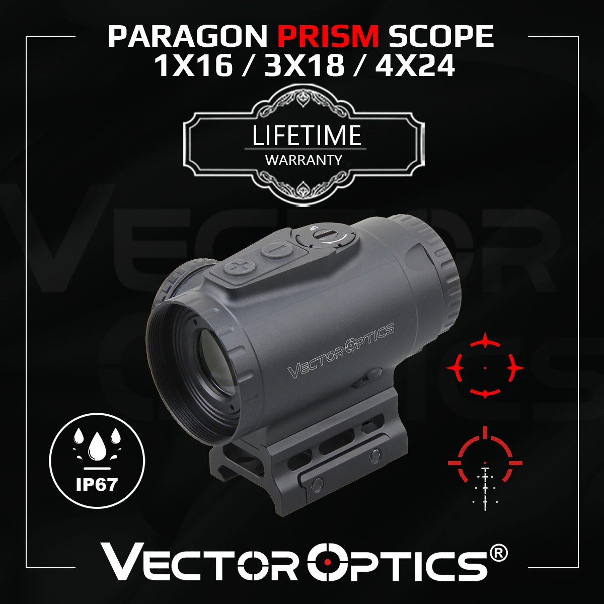 Vector Optics Paragon 1x16/3x18 Micro Prism Scope With Long Eye Relief  Compact CQB Optics For Fast Target Shooting AR 15 .308