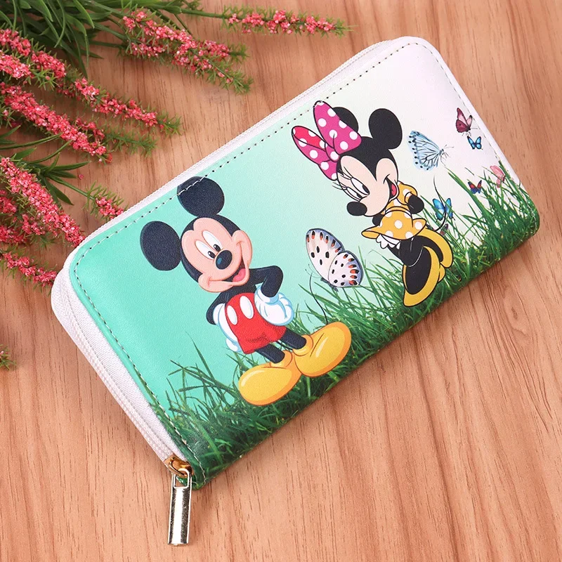 Disney Fashion Women's Wallet Mickey Mouse Frozen Pu Long Print Cartoon Coin Purse Minnie Stitch Kawaii High Capacity Purse Gift